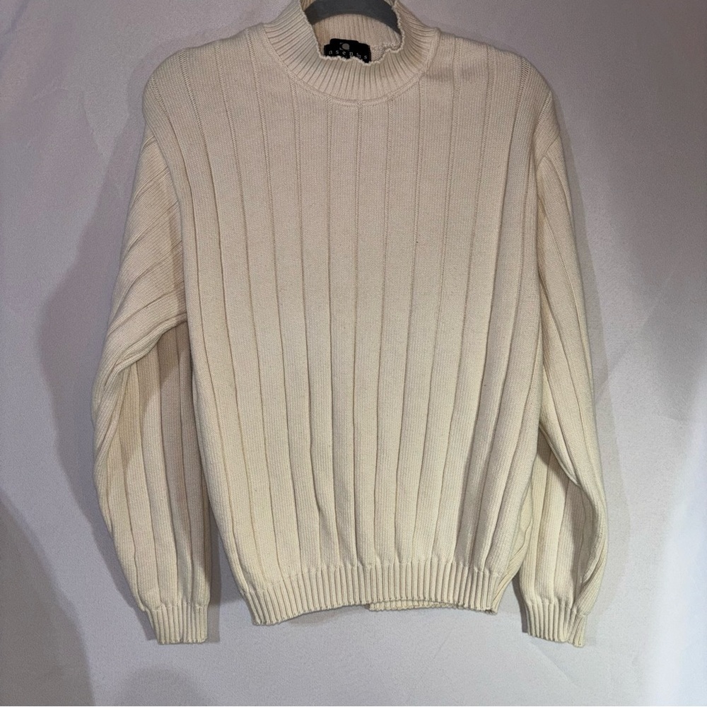 Consensus Sportswear Men’s Mock Neck Sweater Wide Ribbed 100% USA Size L UNISEX